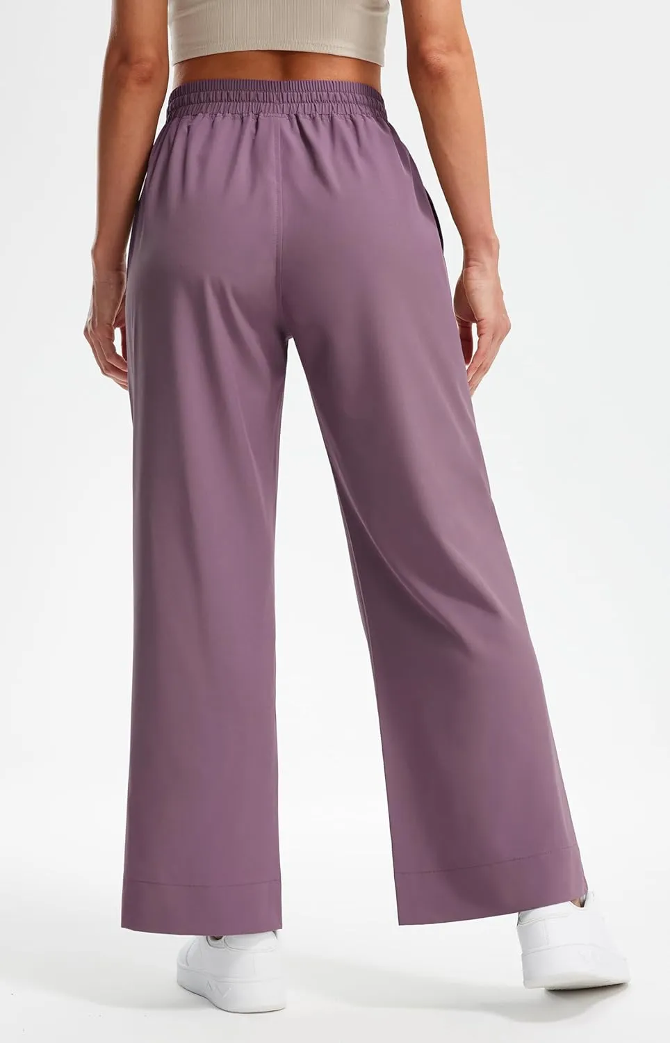 Libin Women's Lightweight Wide Leg Pants 27"/29" High Waisted Casual Work Pants Lounge Flowy Trousers with Pockets