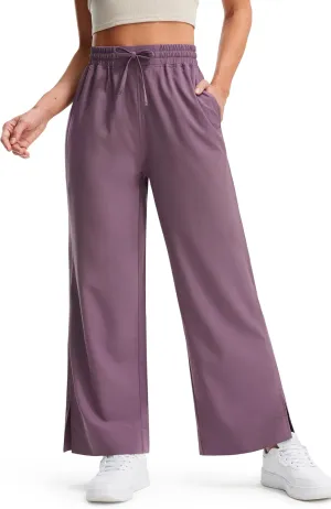 Libin Women's Lightweight Wide Leg Pants 27"/29" High Waisted Casual Work Pants Lounge Flowy Trousers with Pockets