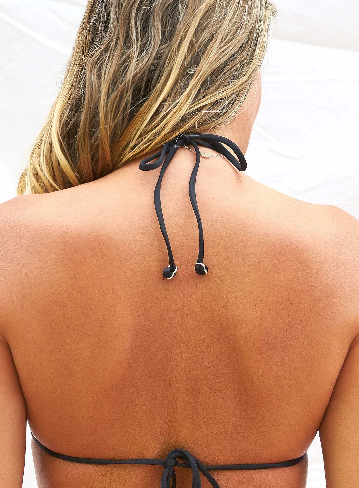Lindsay Reversible String Bikini Top - Black/Paradise Print