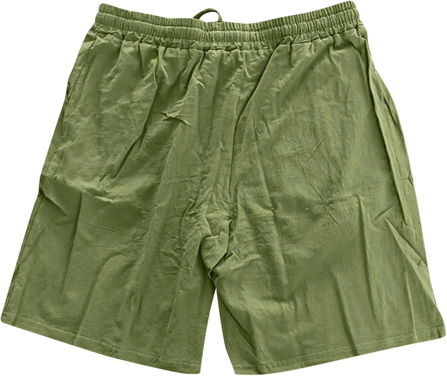 Linen Shorts for Men Elastic Waisted Drawstring Summer Shorts Lightweight Relaxed Fit Beach Short Pants with Pockets