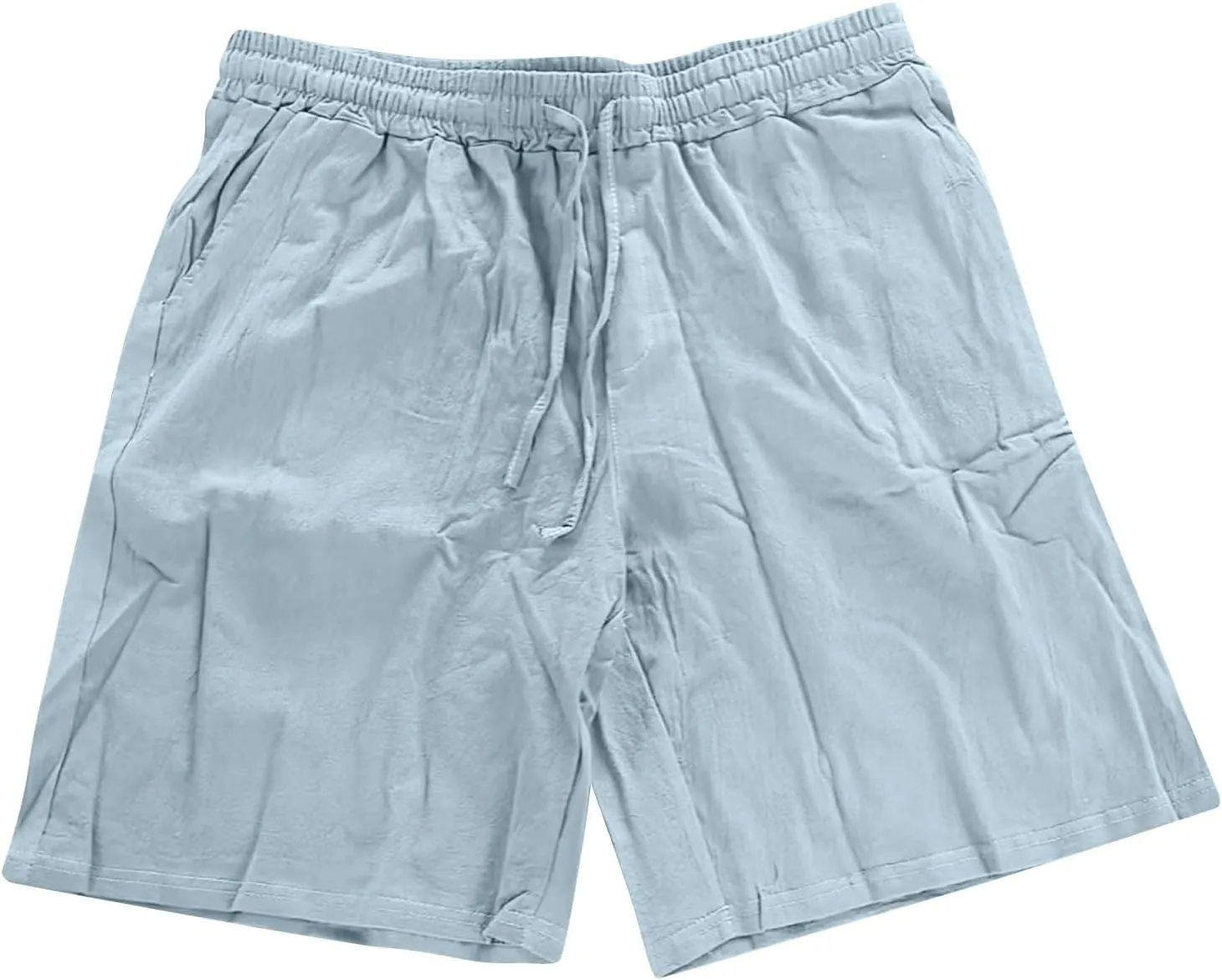 Linen Shorts for Men Elastic Waisted Drawstring Summer Shorts Lightweight Relaxed Fit Beach Short Pants with Pockets
