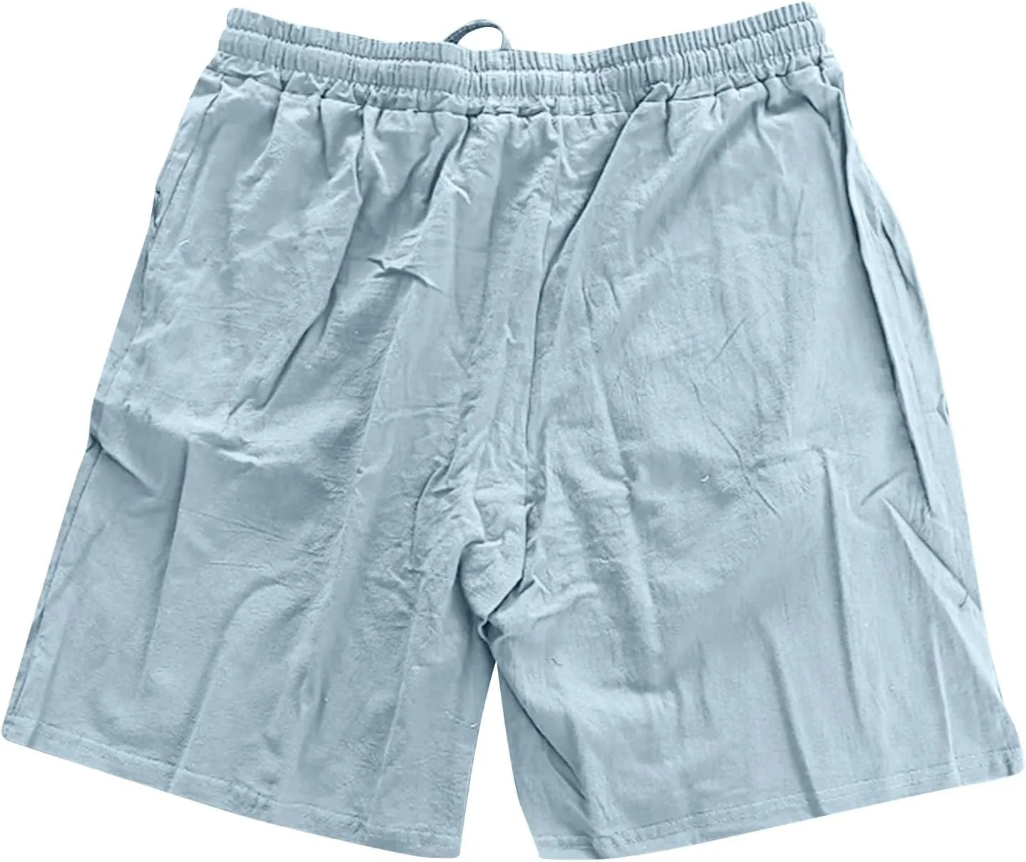 Linen Shorts for Men Elastic Waisted Drawstring Summer Shorts Lightweight Relaxed Fit Beach Short Pants with Pockets
