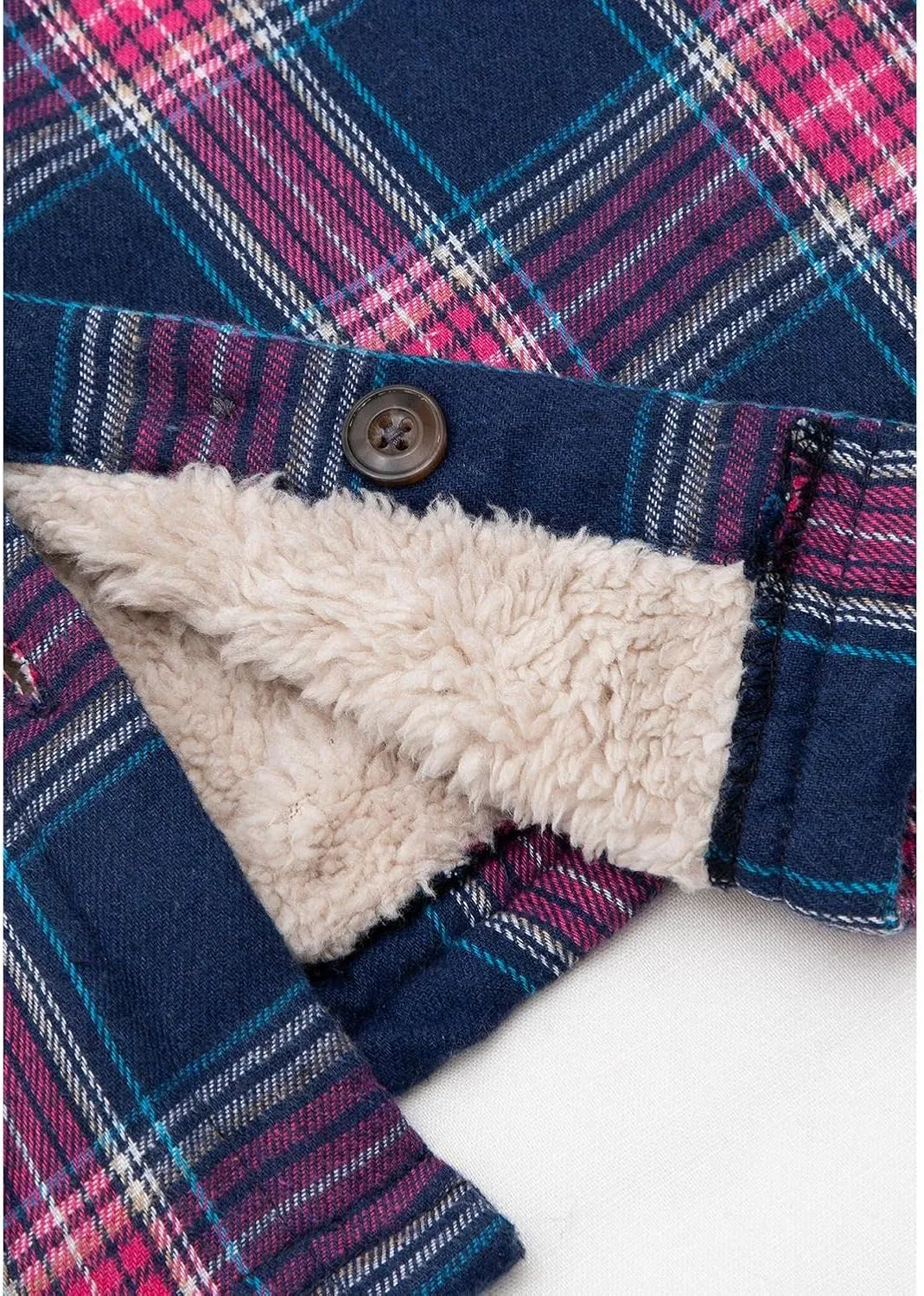 Lisskolo Women's Sherpa Flannel Jacket with Hand Pockets,Warm Fleece Lined Button Up Plaid Flannel Shirt Jackets
