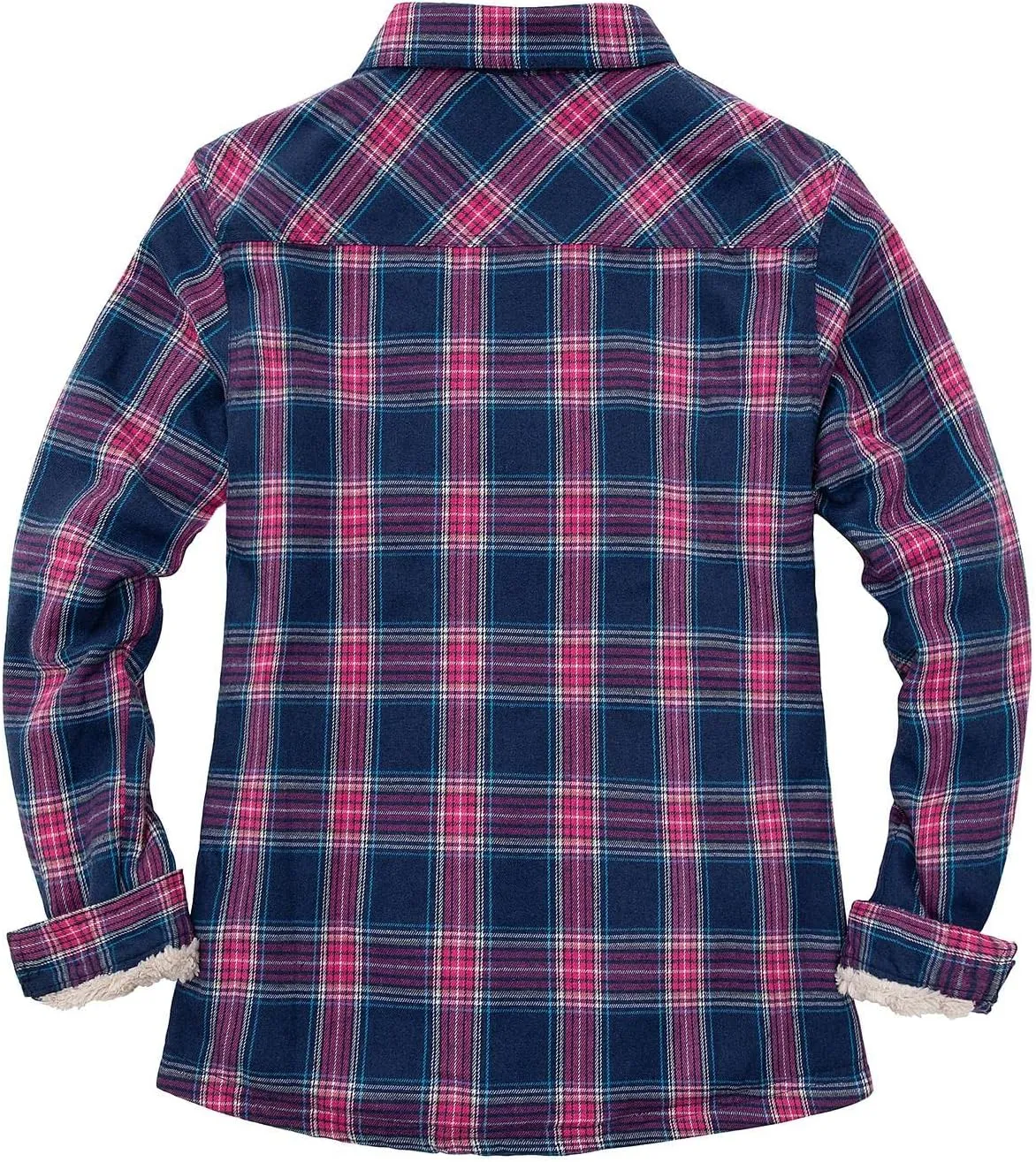 Lisskolo Women's Sherpa Flannel Jacket with Hand Pockets,Warm Fleece Lined Button Up Plaid Flannel Shirt Jackets