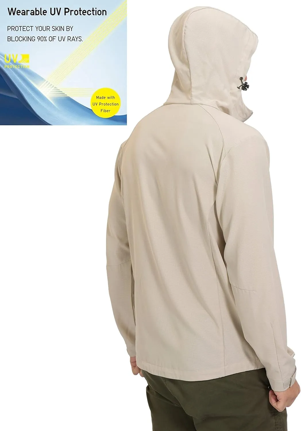 Little Donkey Andy Men's UPF 50  Sun Protection Jackets Stretch Breathable Hoodie Summer Shirts for Hiking