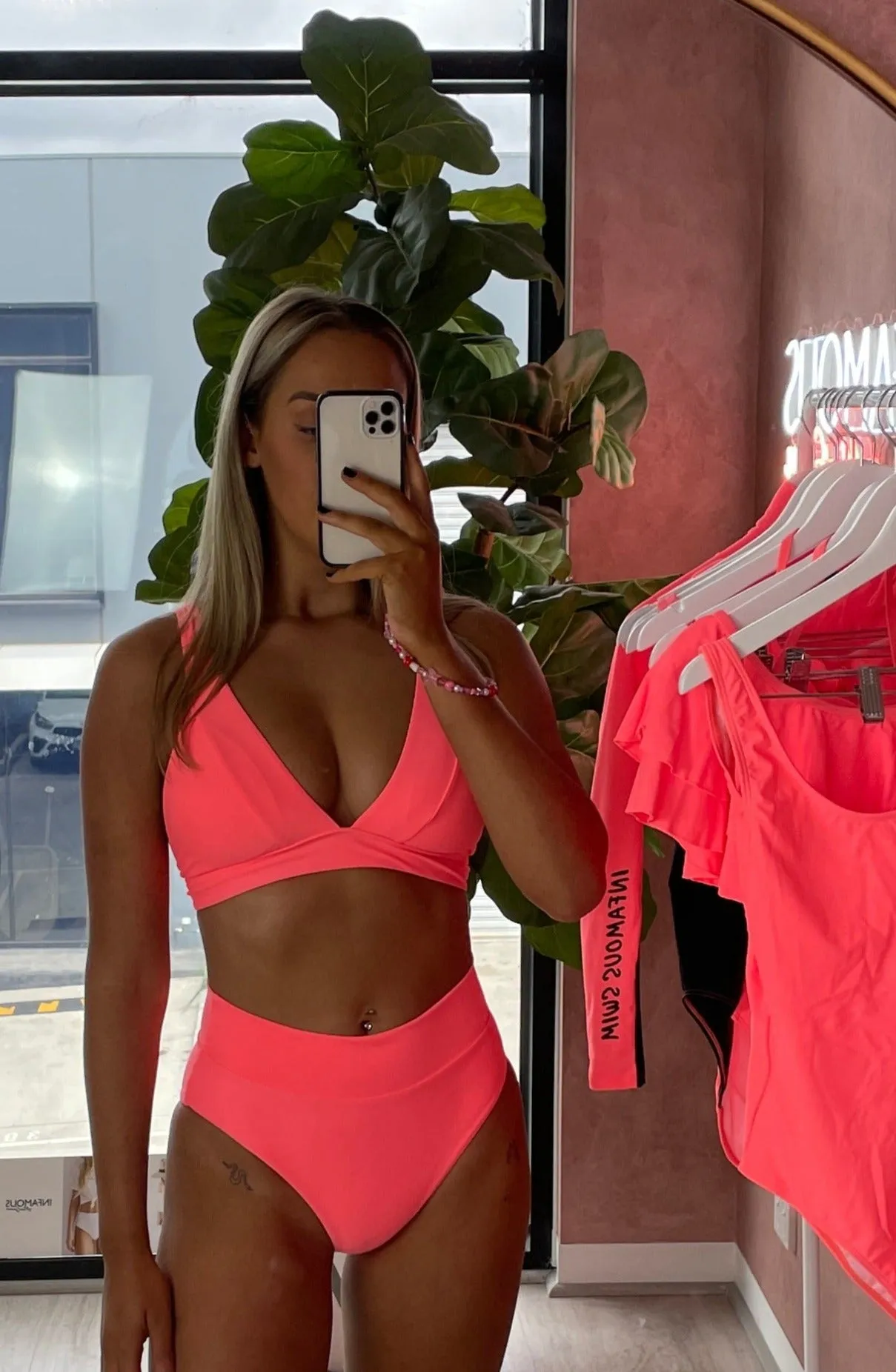 Lola Triangle Top - Fluorescent Coral