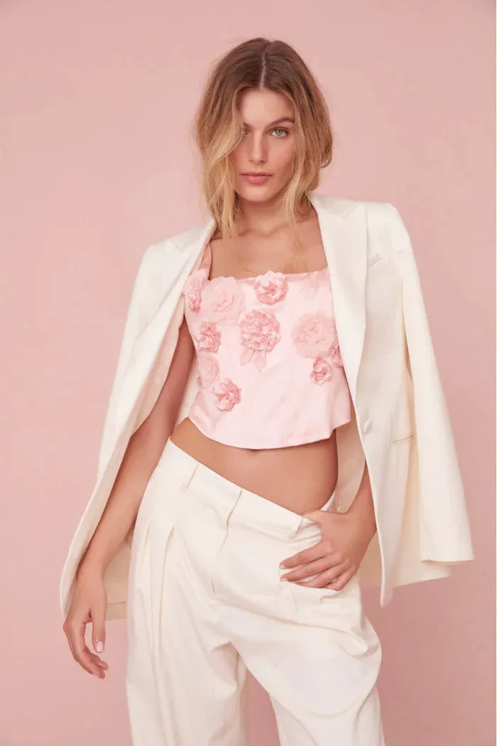 Loveshackfancy Lorelai Embellished Bustier Top in Rose Champagne