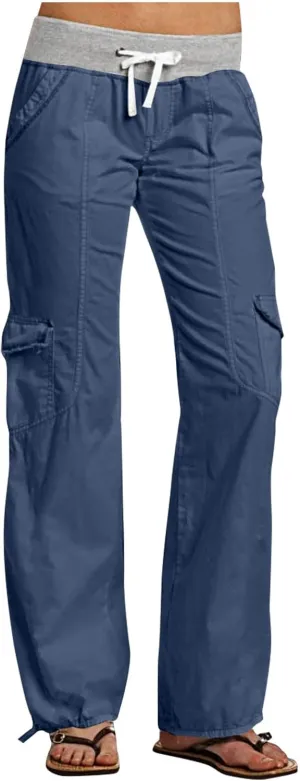 Low Rise Pants for Women, Cargo Pants Women, Casual, Drawstring, Straight Leg, Hiking Pants, Y2k, Trendy Trousers