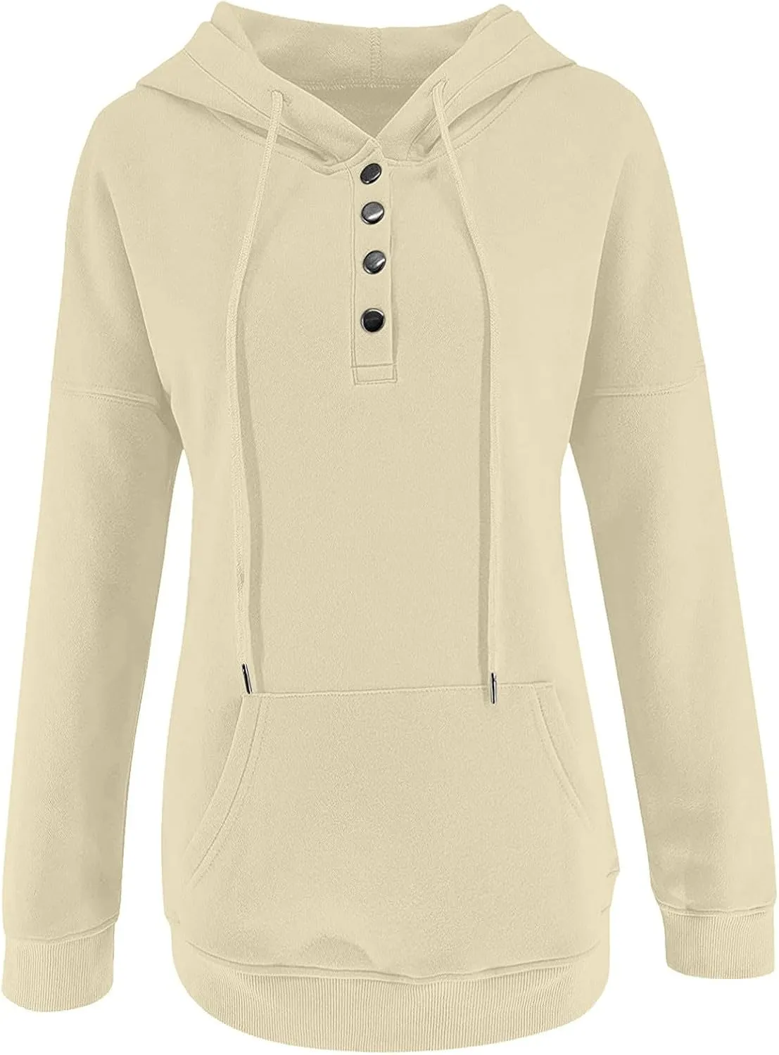 LRMQS Womens Hoodies with Kangaroo Pocket Solid Color Loose Half Button Pullover Hoodie 2023 Fall Sweatshirts Clothing