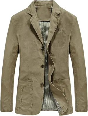 Lu's Chic Men's Long Sleeve Blazer Spring Jacket Fall Casual Fashion Work Pocket Snow Cotton Notch CollarSuit Jackets