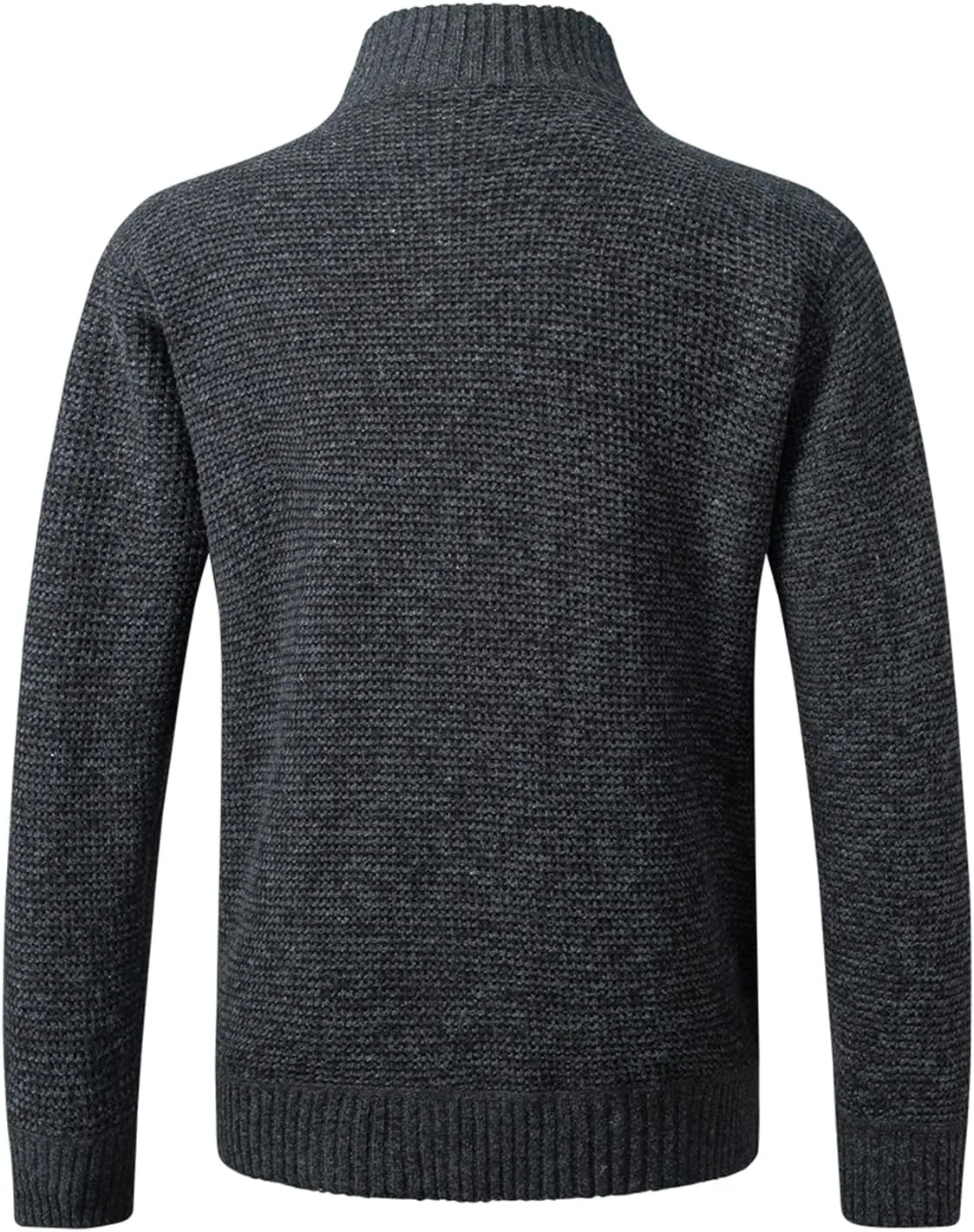 Lu's Chic Men's Long Sleeve Cardigan Sweater Thermal Slim Fit Full Zip Quilted Jacket Business Casual Knit Coats Pocket