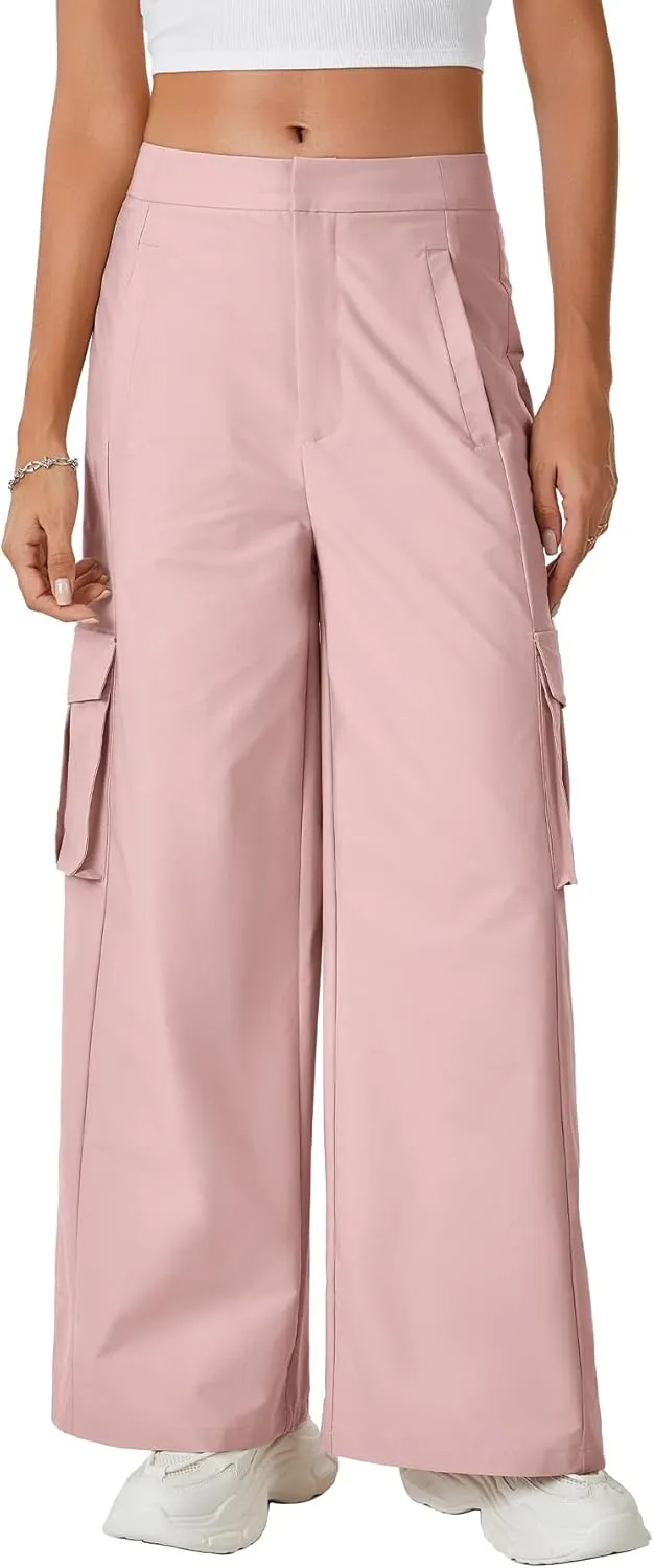 LYANER Women's Cargo Wide Leg High Waist Casual with Pockets Pants Trousers