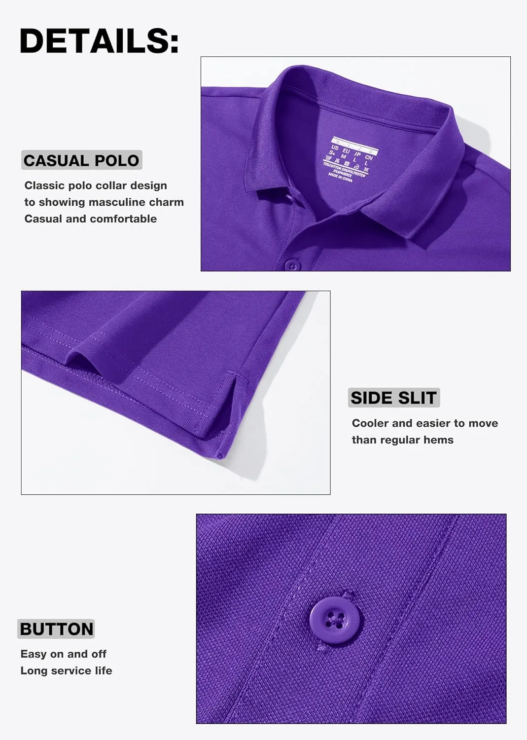 MAGCOMSEN Mens Polo Shirt Short Sleeve Golf Polo Shirt Cotton Pique Tennis Polo Shirt Lightweight Casual Shirt