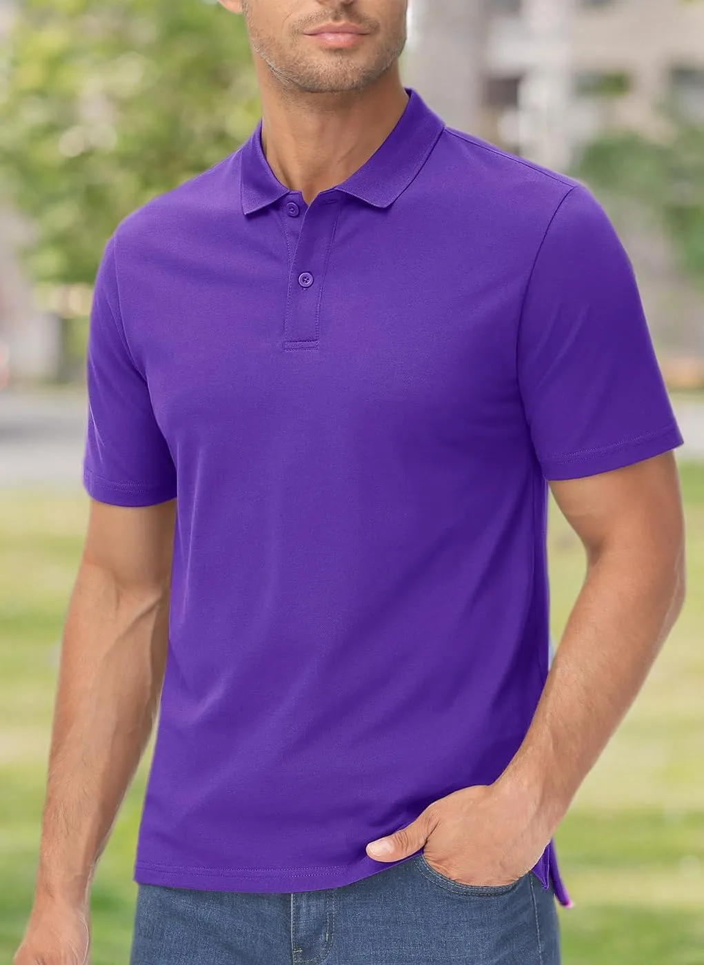 MAGCOMSEN Mens Polo Shirt Short Sleeve Golf Polo Shirt Cotton Pique Tennis Polo Shirt Lightweight Casual Shirt