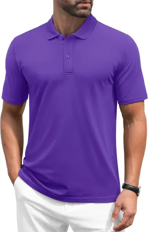 MAGCOMSEN Mens Polo Shirt Short Sleeve Golf Polo Shirt Cotton Pique Tennis Polo Shirt Lightweight Casual Shirt