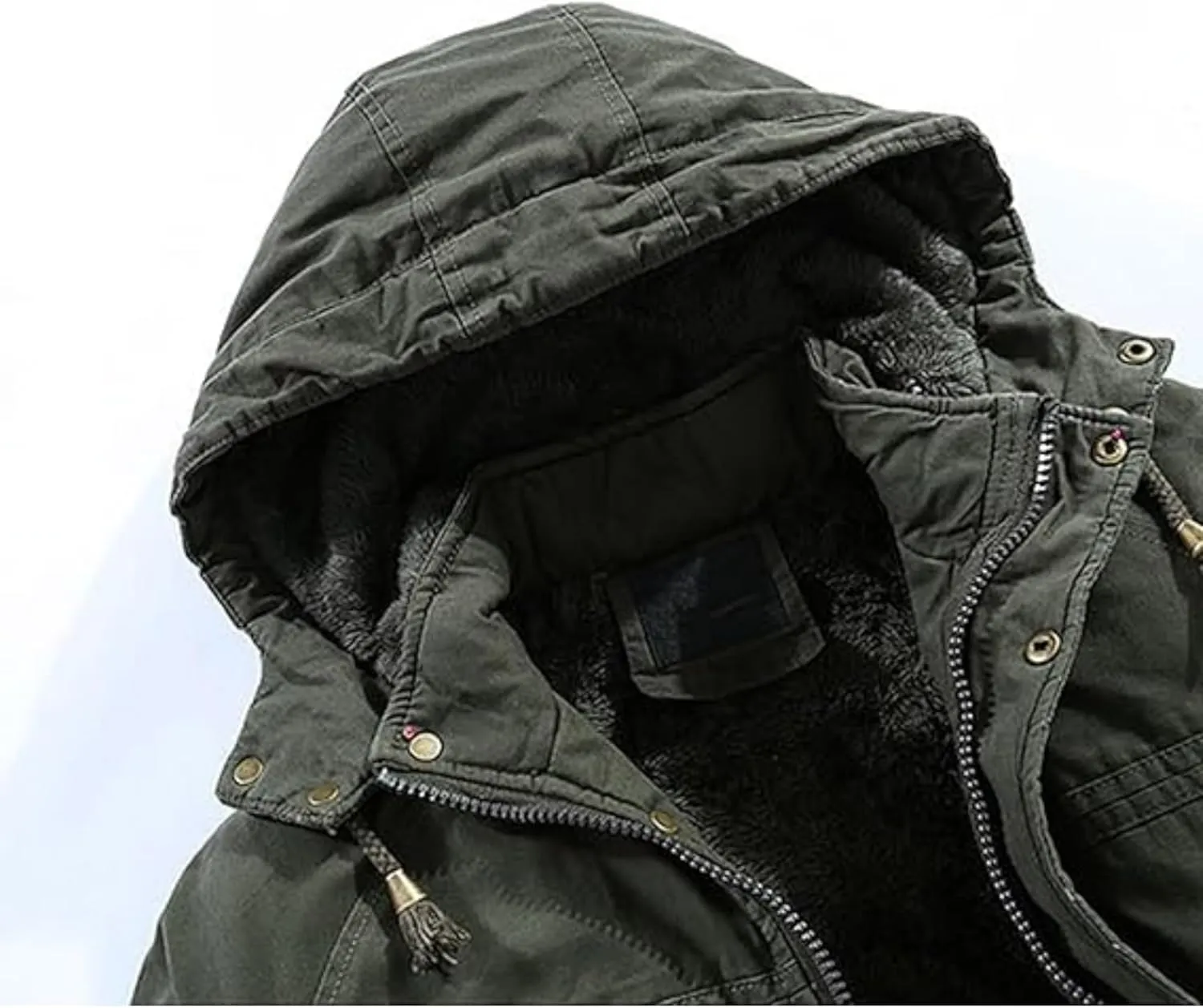 Maiyifu-GJ Men's Winter Military Thicken Parka Jacket Military Full Zip Removable Hooded Coat Cotton Warm Mid Long Outerwear
