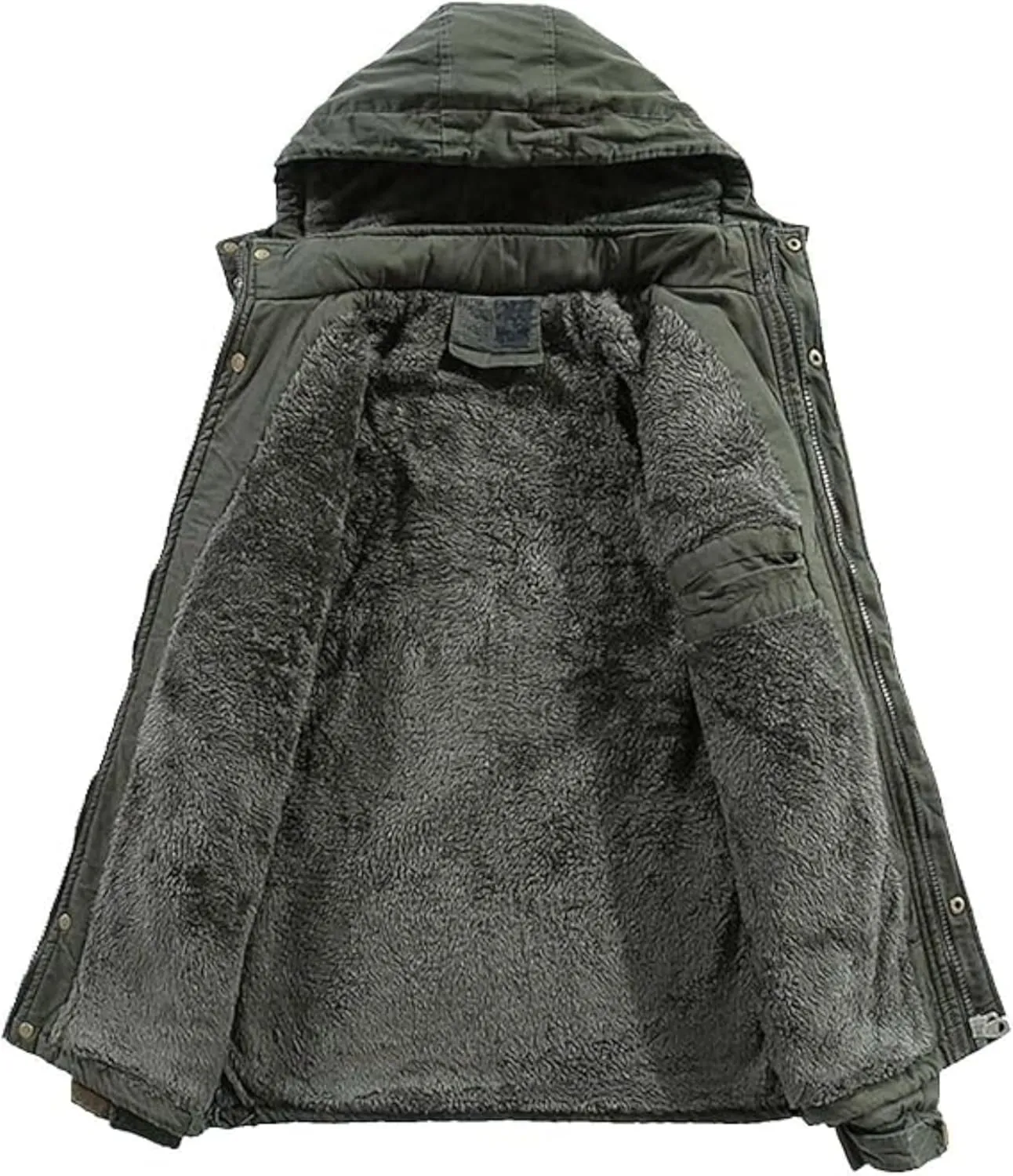 Maiyifu-GJ Men's Winter Military Thicken Parka Jacket Military Full Zip Removable Hooded Coat Cotton Warm Mid Long Outerwear