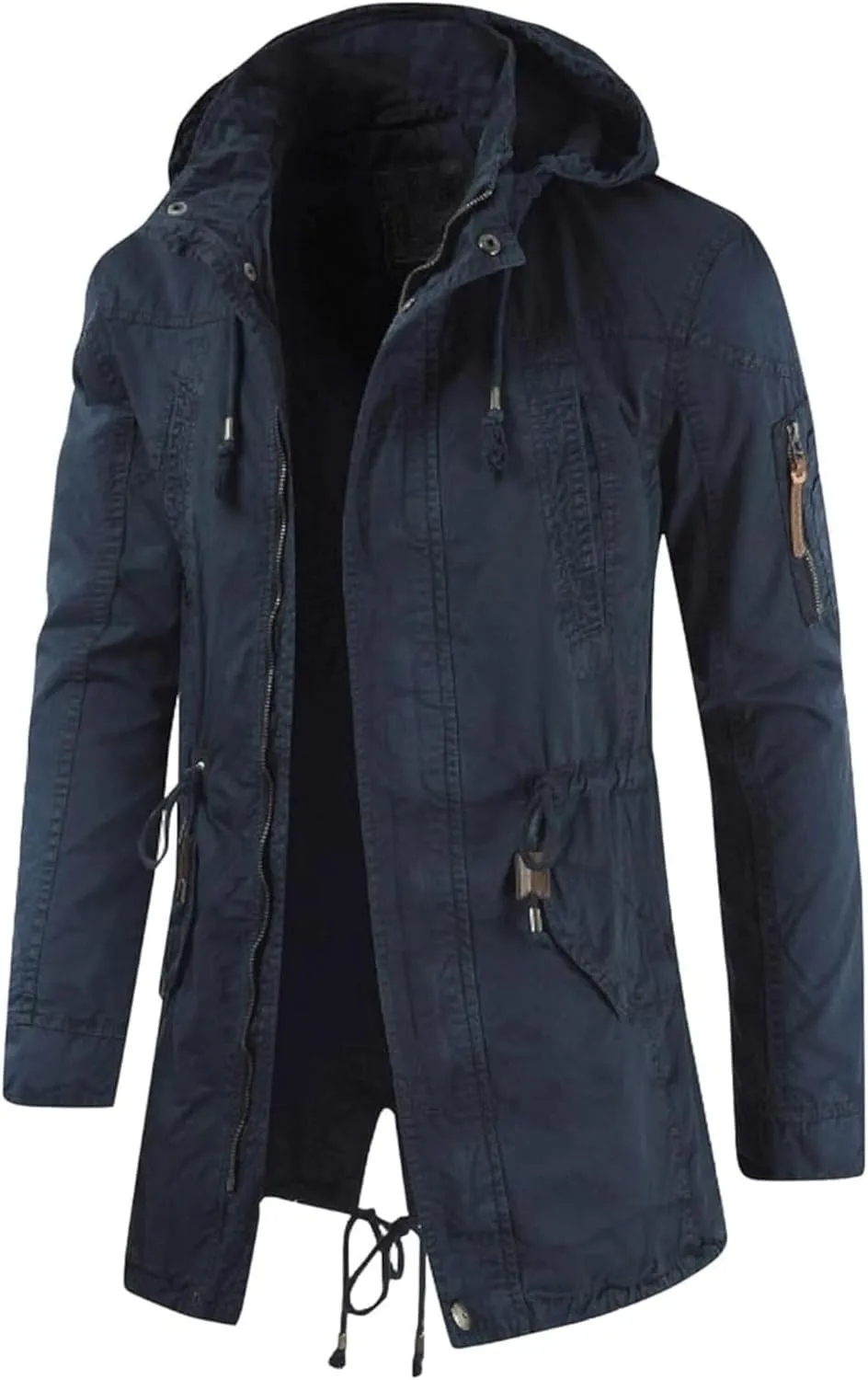 Maiyifu-GJ Men's Winter Military Thicken Parka Jacket Military Full Zip Removable Hooded Coat Cotton Warm Mid Long Outerwear