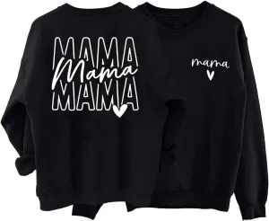 Mama Sweatshirt for Women Mom Life Mama Mommy Mom Bruh Letter Print Long Sleeve Loose Oversized Pullover Tops