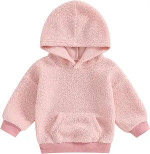Mandizy Toddler Baby Girl Boy Winter Clothes Fleece Jacket Hoodie Coat Warm Furry Hooded Jumper Outerwear Tops