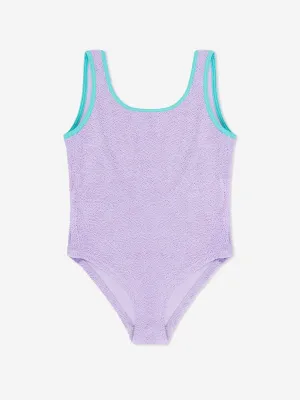 MC2 Saint Barth Girls Crinkle Swimsuit in Purple