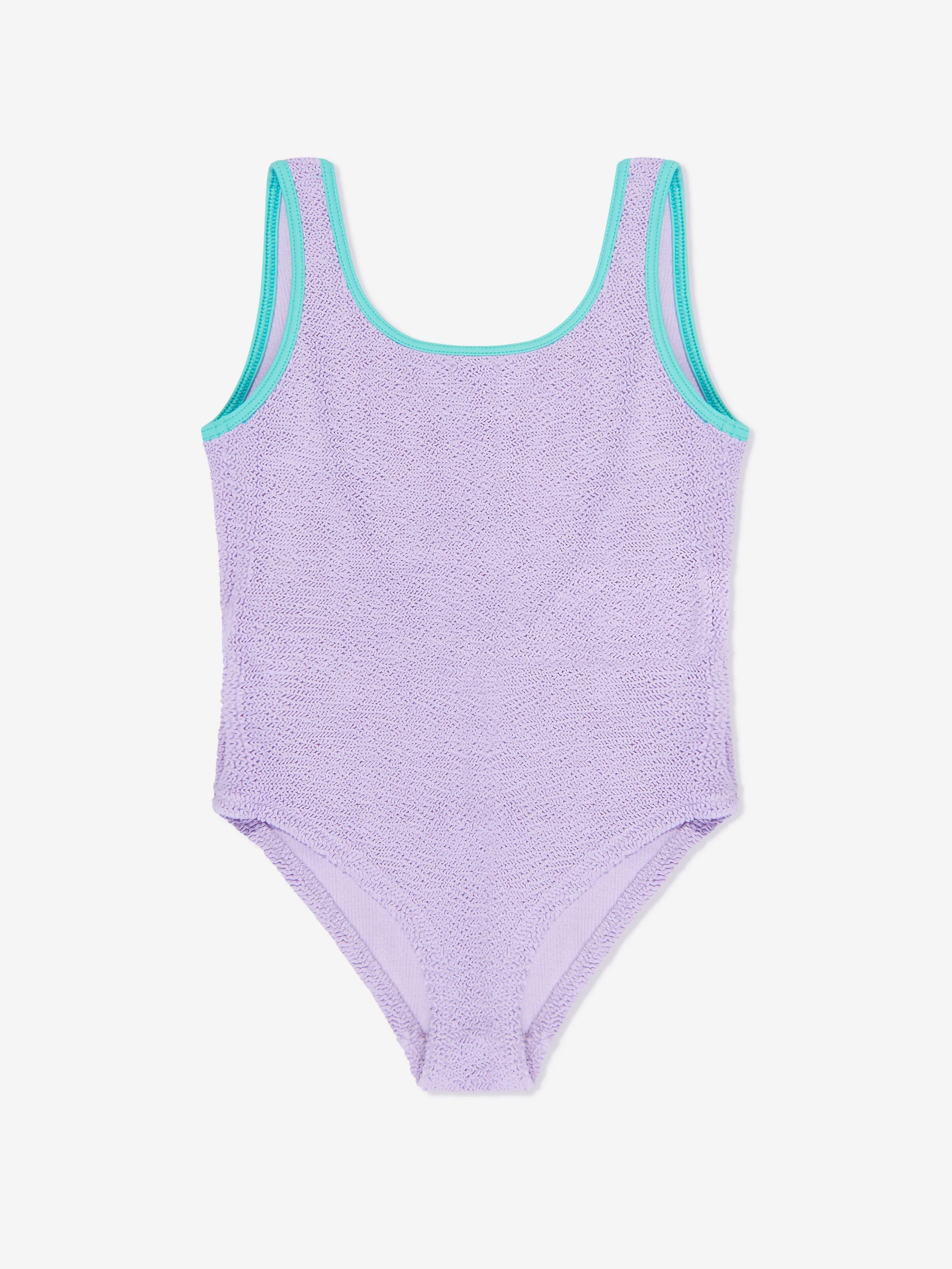 MC2 Saint Barth Girls Crinkle Swimsuit in Purple