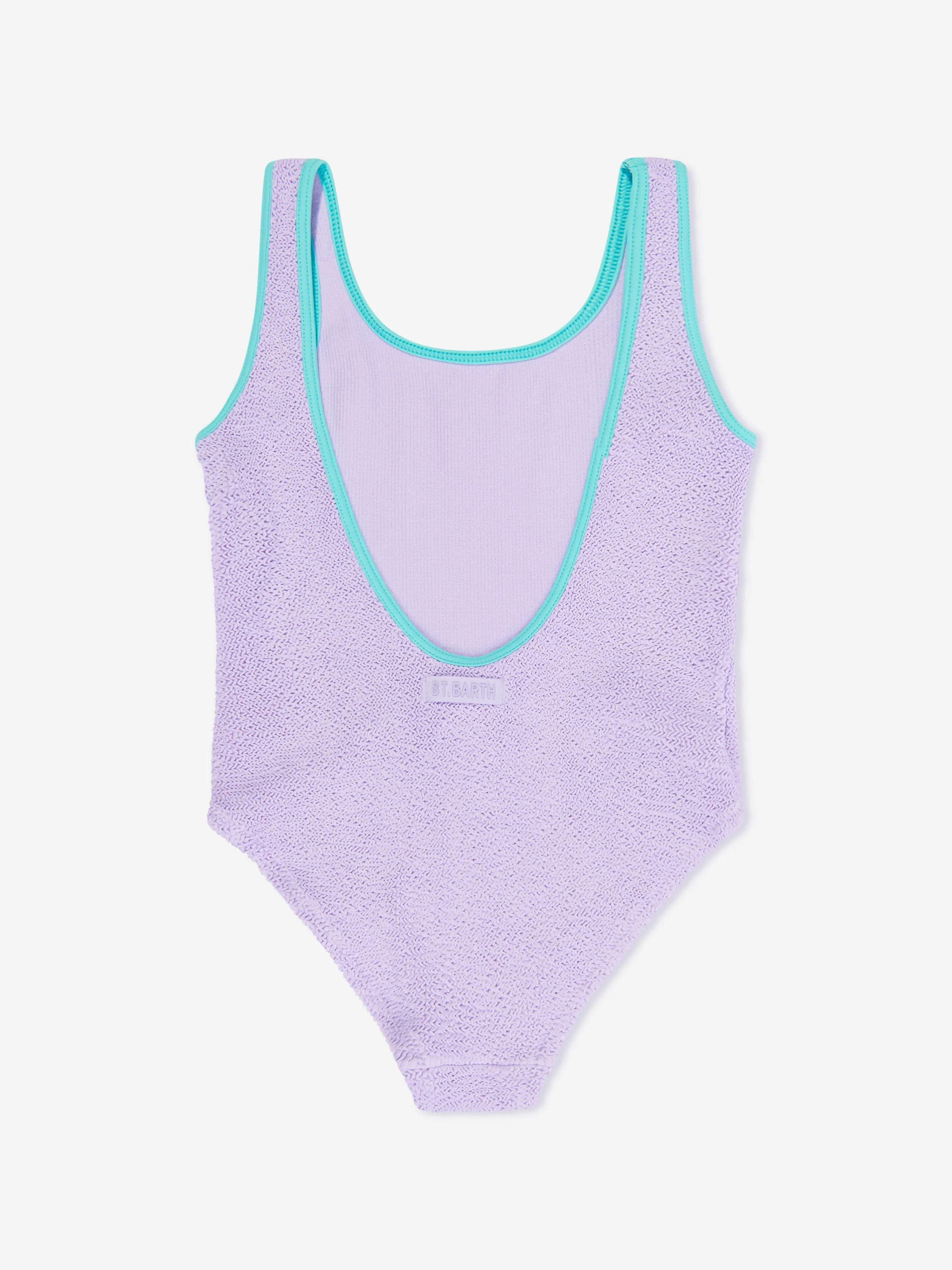 MC2 Saint Barth Girls Crinkle Swimsuit in Purple