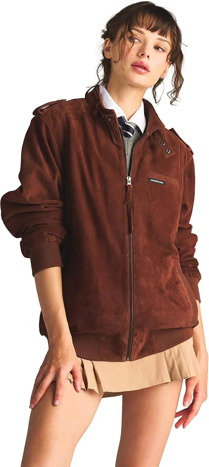 Members Only Women's Soft Suede Iconic Oversized Jacket