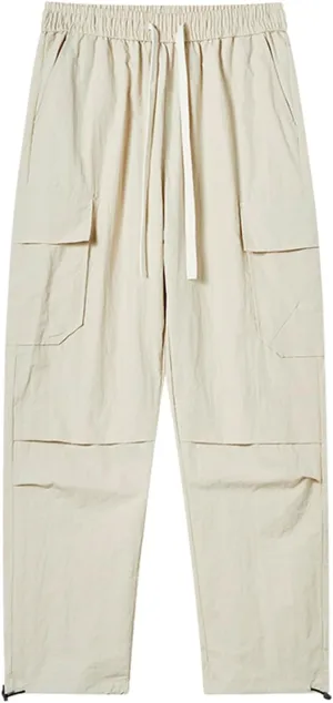 Men Cargo Pants Casual Elastic Waist Pants Loose Fit Jogger Pants Outdoor Hiking Pants Athletic Gym Pants