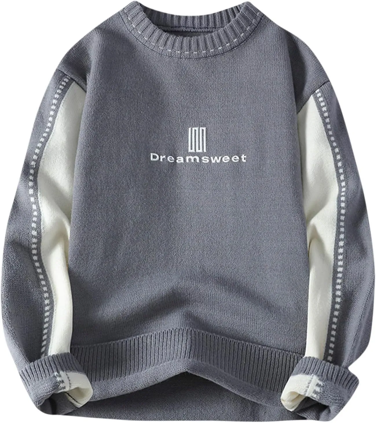 Men Chunky Cable Knit Sweater Embroider Chunky Vintage Loose Casual Knitted Sweater,Woven Fashion Crewneck Knitted Top