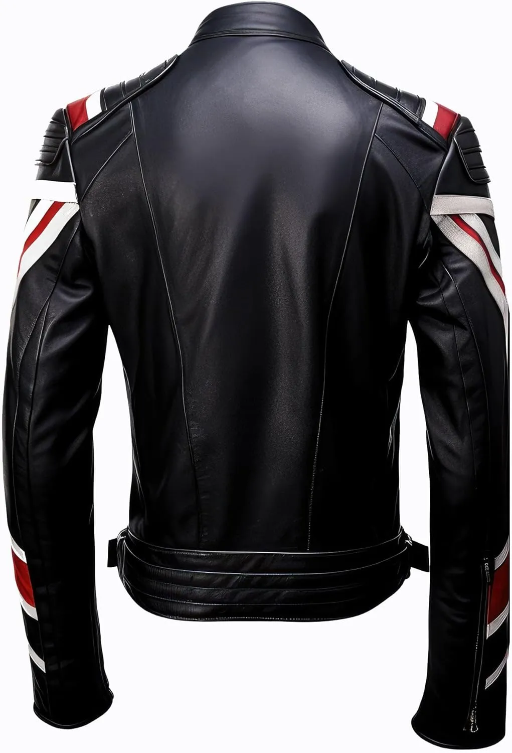 Men Union Jack Casual Motorcycle Zipper Coat Leather Jacket With UK Flag Genuine Leather Jackets, Small