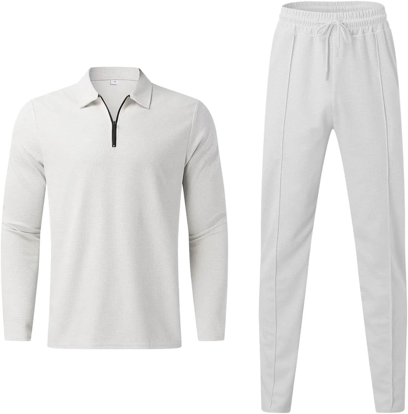 Mens 2 Piece Sweatsuits Outfits Short Sleeve Polo Shirt Loungewear & Joggers Sweatpants Fall Casual Track Suits Set
