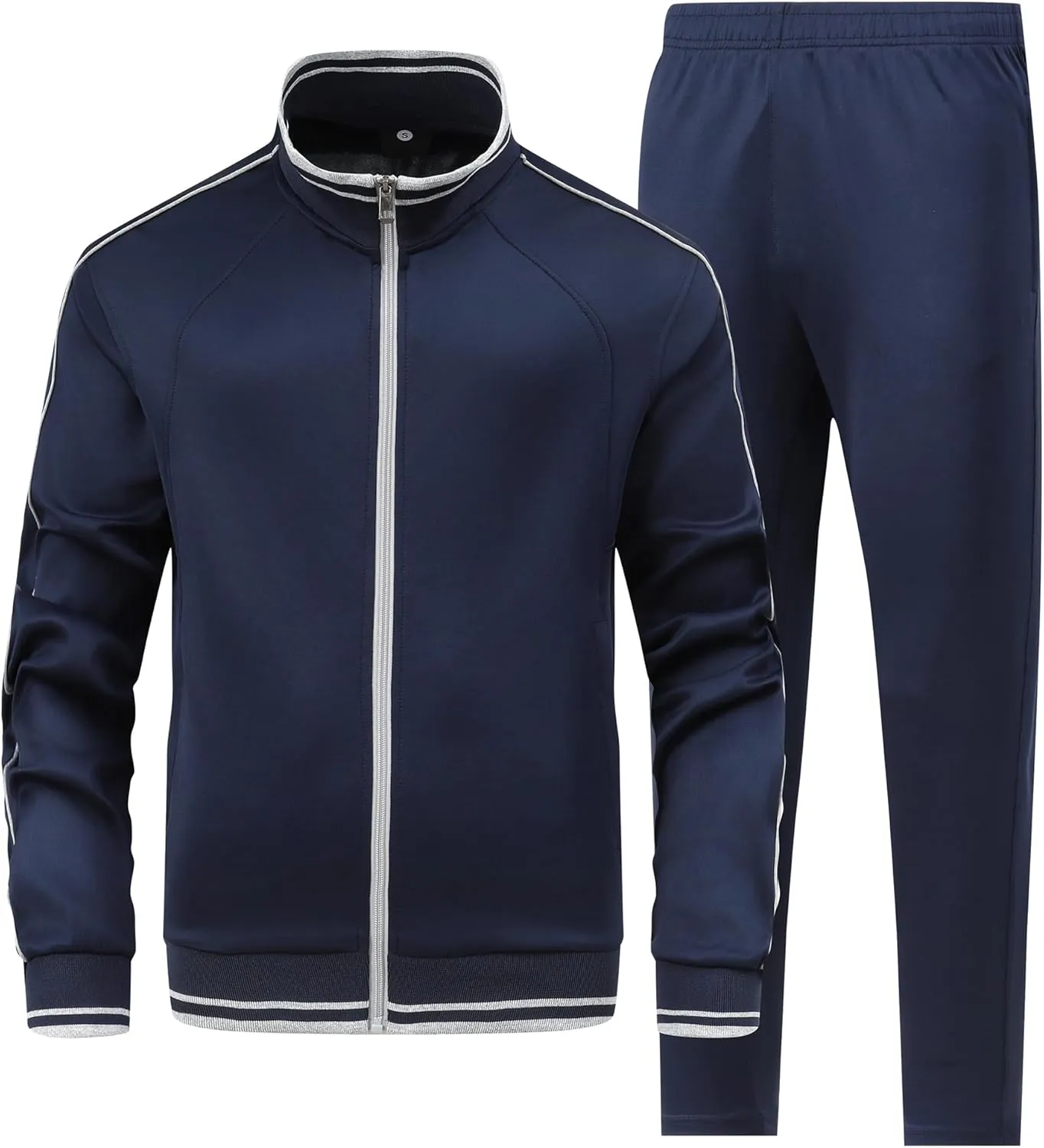 Men's 2 Pieces Athletic Tracksuit Full-Zip Workout Sweatsuit with Active Jackets and Pants