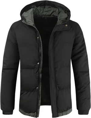 Mens Autumn And Winter Fashion Casual Solid Color Padded Warm Cotton Coat Cotton Padded Winter Jackets Men