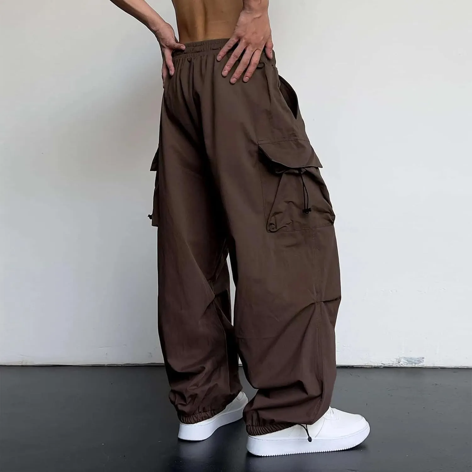 Mens Baggy Cargo Pants Casual Parachute Pant Trendy Loose Fit Joggers with Pockets for Streetwear 2024