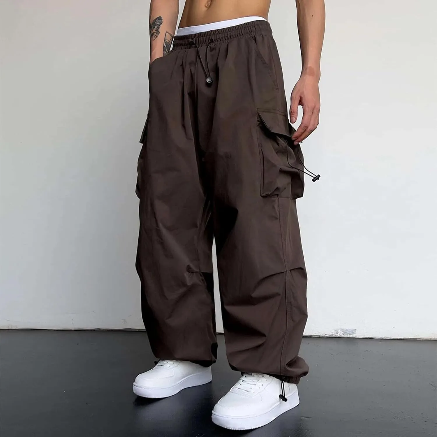Mens Baggy Cargo Pants Casual Parachute Pant Trendy Loose Fit Joggers with Pockets for Streetwear 2024