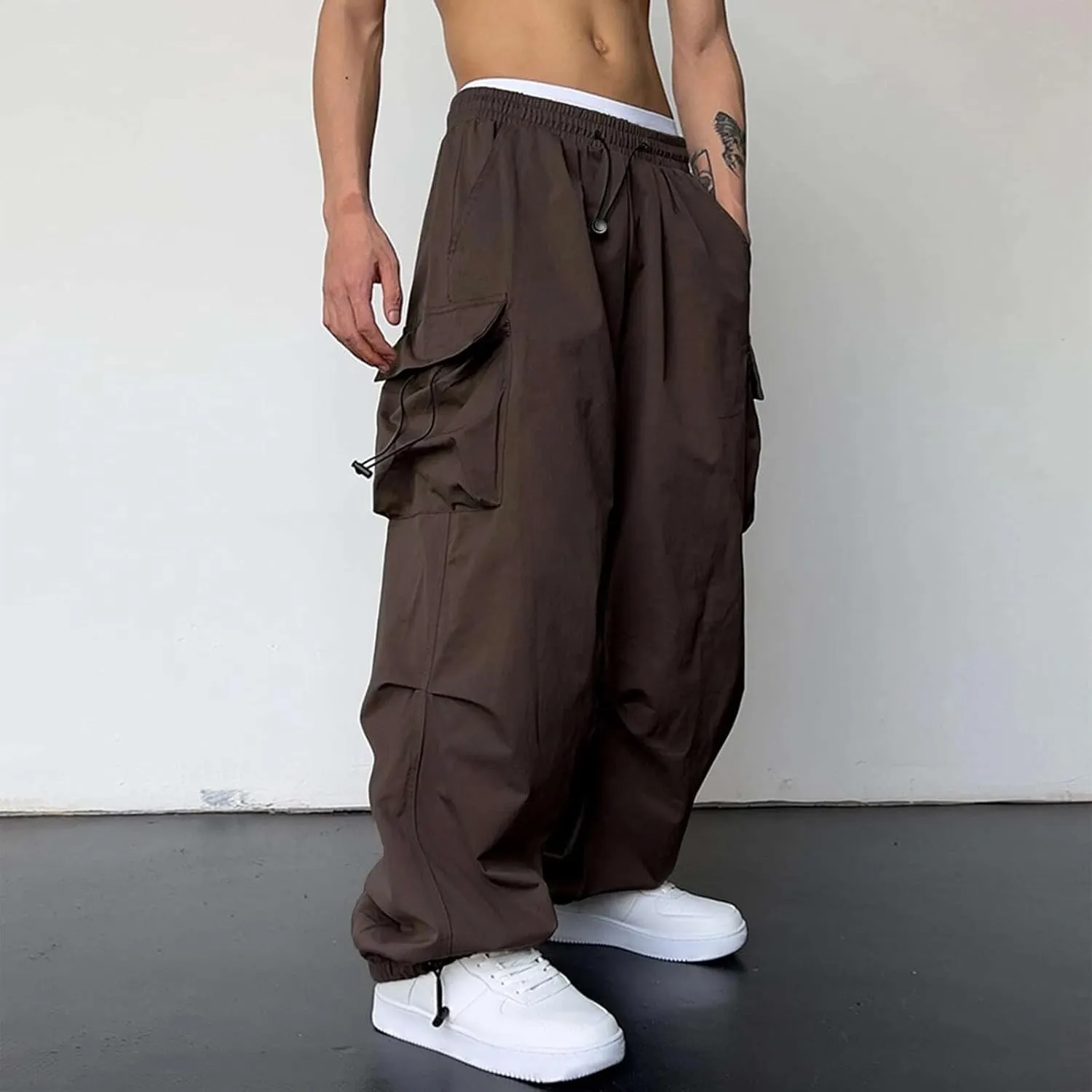Mens Baggy Cargo Pants Casual Parachute Pant Trendy Loose Fit Joggers with Pockets for Streetwear 2024