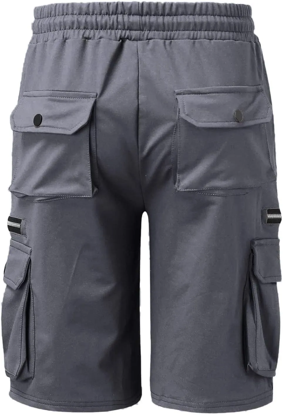 Mens Bermuda Cargo Shorts Drawstring Elastic Waist Lightweight Work Pants Outdoor Classic Hiking Shorts with Pockets