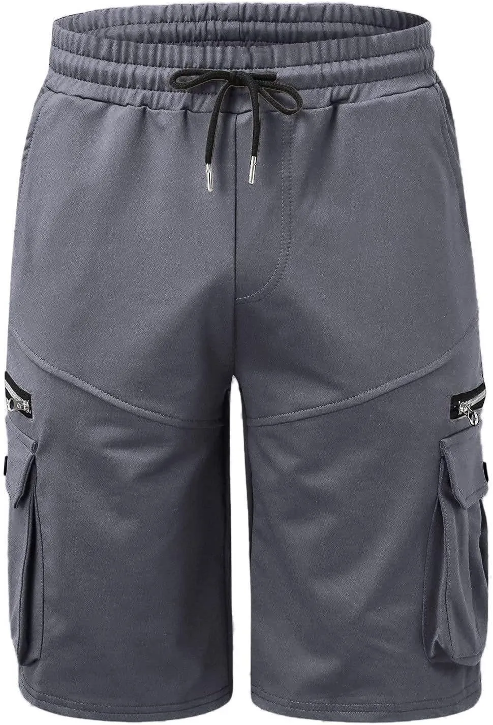 Mens Bermuda Cargo Shorts Drawstring Elastic Waist Lightweight Work Pants Outdoor Classic Hiking Shorts with Pockets