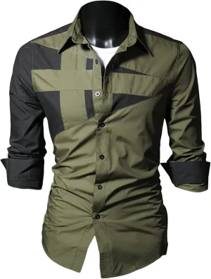 Men's Camouflage Collar Contrast Shirt Military Tactical Camping Shirt Long Sleeve Plaid Printed Casual Shirt