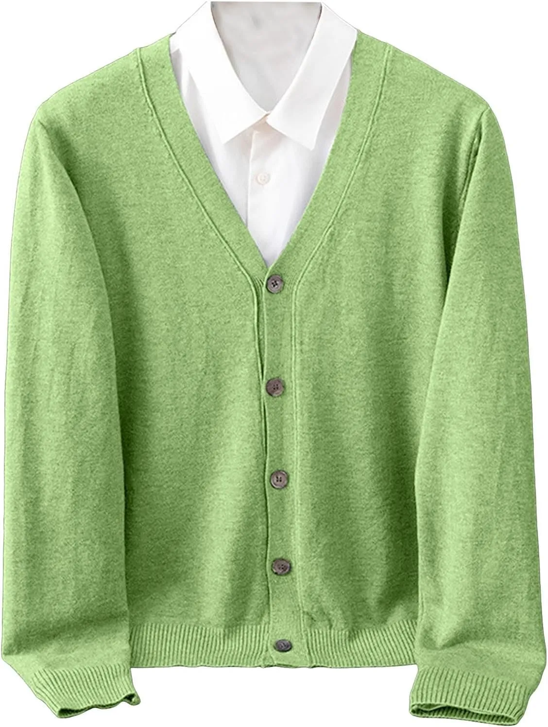 Men's Cardigan Sweaters Knitted V Neck Regular Fit Jacket Button Down Fleece Lined Winter Warm Coat with Pocket