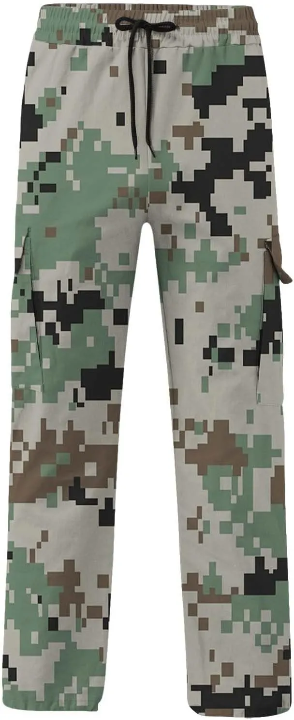 Mens Cargo Pants Camo Military Fatigue Pant Hunting Combat Work Casual Baggy Hiking Pants Multi Pocket