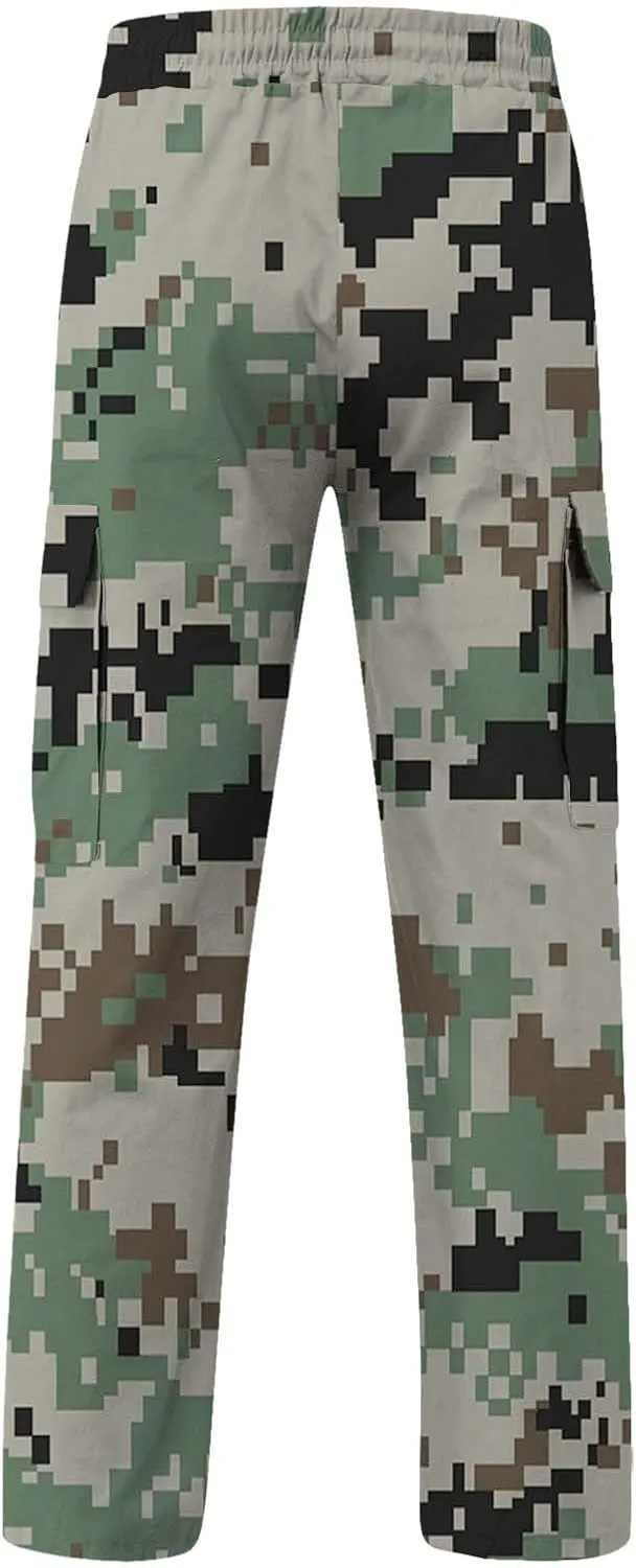 Mens Cargo Pants Camo Military Fatigue Pant Hunting Combat Work Casual Baggy Hiking Pants Multi Pocket