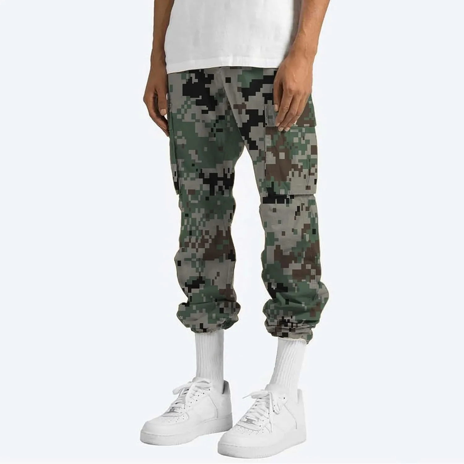 Mens Cargo Pants Camo Military Fatigue Pant Hunting Combat Work Casual Baggy Hiking Pants Multi Pocket