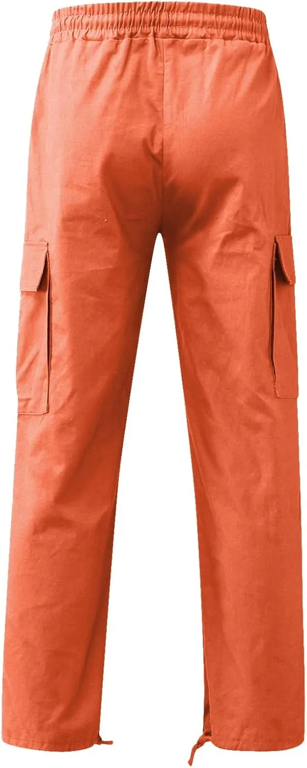 Men's Cargo Pants Casual Relaxed Fit Stretch Athletic Joggers Pant Drawstring Outdoor Hiking Work Sweatpants with Pockets