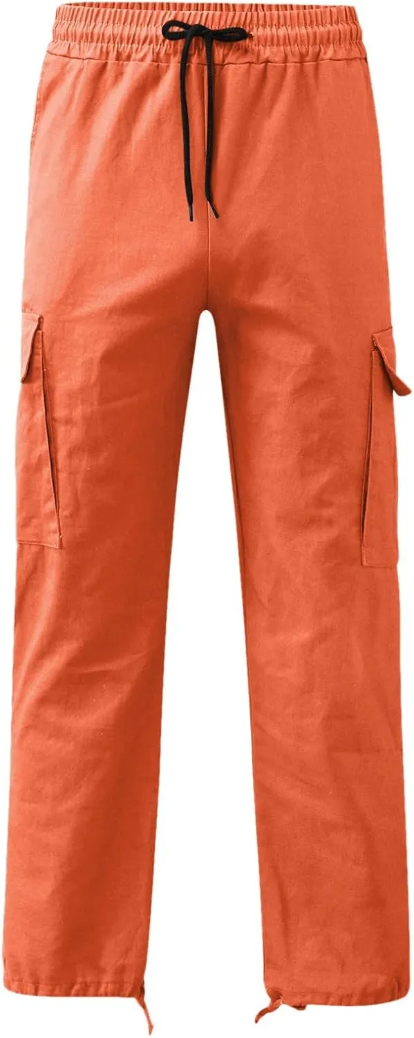 Men's Cargo Pants Casual Relaxed Fit Stretch Athletic Joggers Pant Drawstring Outdoor Hiking Work Sweatpants with Pockets