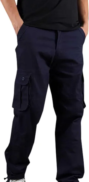 Mens Cargo Pants Dress Casual Pants Elastic Waist Loose Fit Jogger Pants Outdoor Hiking Pants Active Pants with Pockets