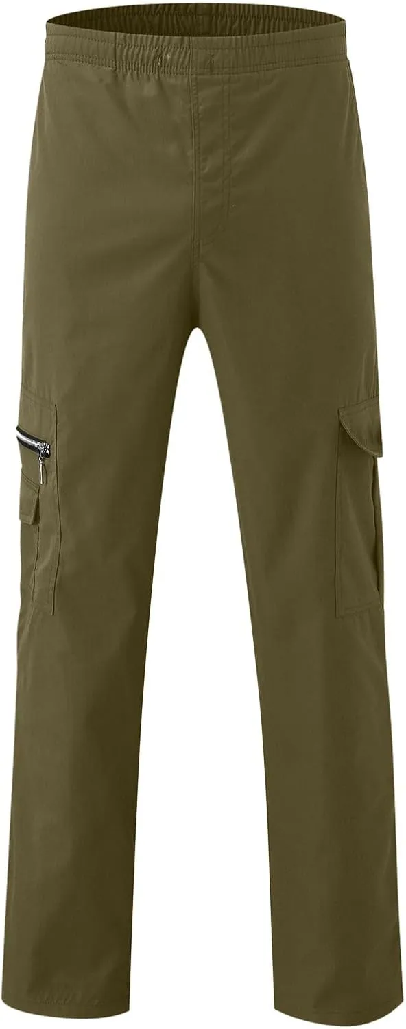 Mens Cargo Pants Relaxed Fit Drawstring Joggers Sweatpants Loose Fit Lightweight Workout Casual Long Trousers
