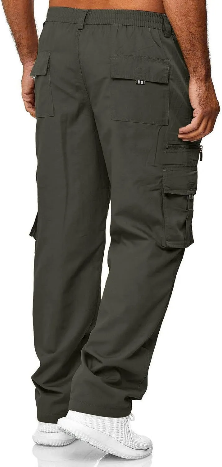 Men's Cargo Pants Stretch WaistMultiple Pockets Baggy PantsElastic Waist Baggy Cargo Pants Fashion Trousers