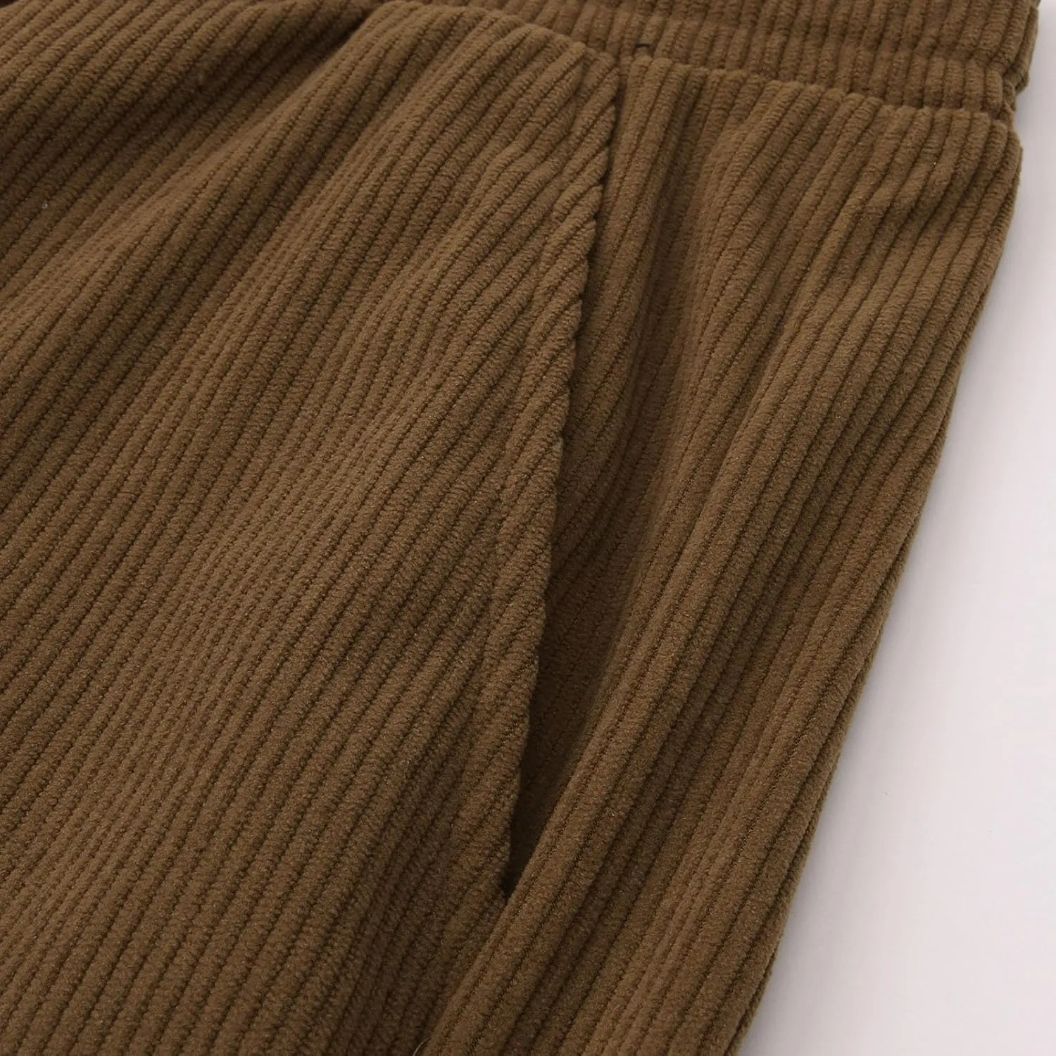 Men's Casual Corduroy Pants Elastic Waist Drawstring Harem Pants Fashion Loose Casual Long Trousers with Pockets